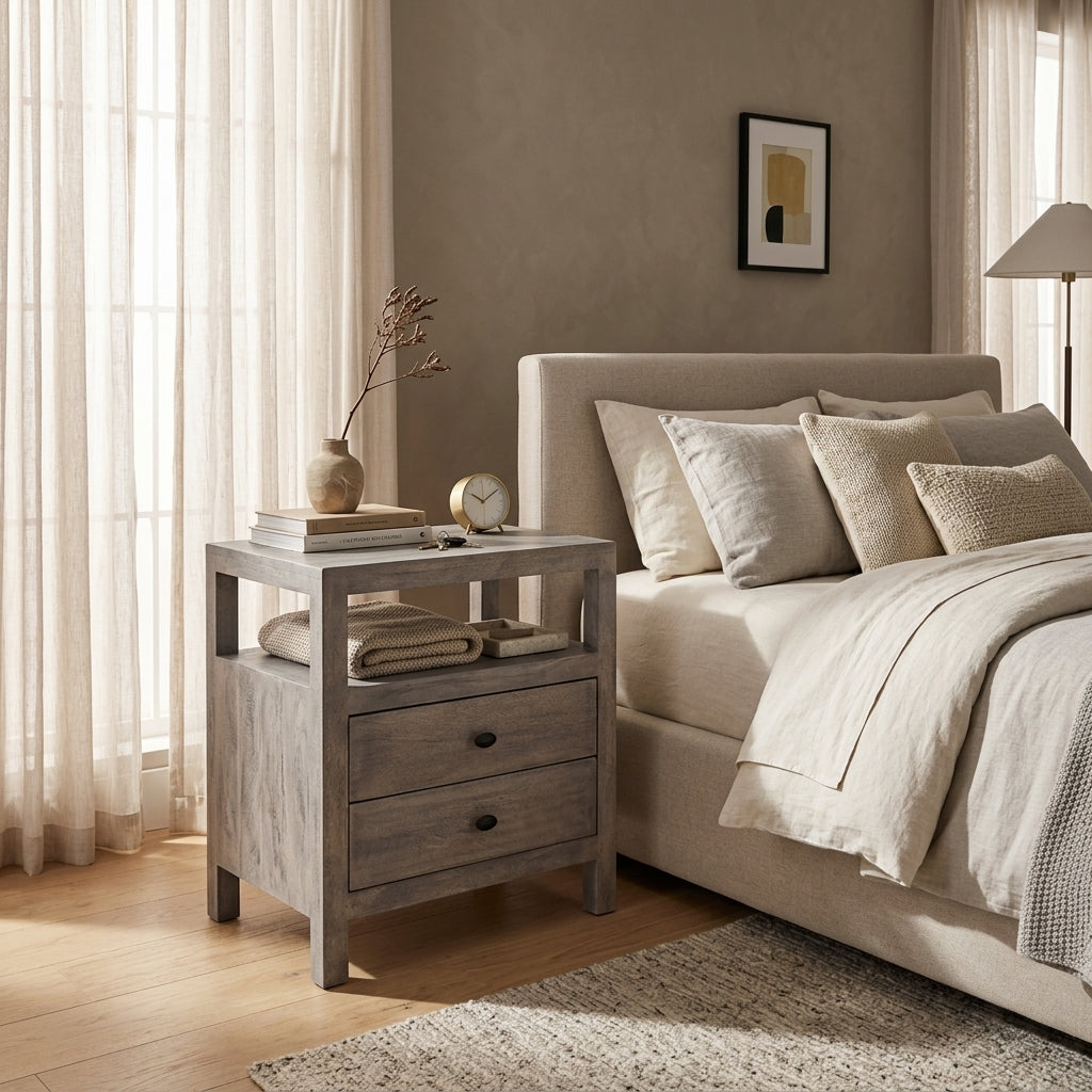 Acid Wash 2 Drawer Open Bedside