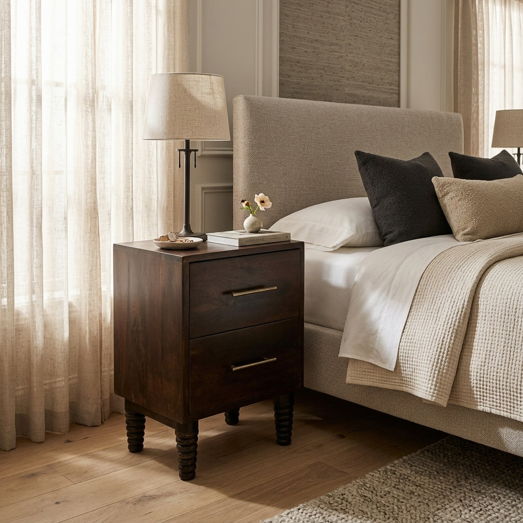Spindle Mocha Bedside Table