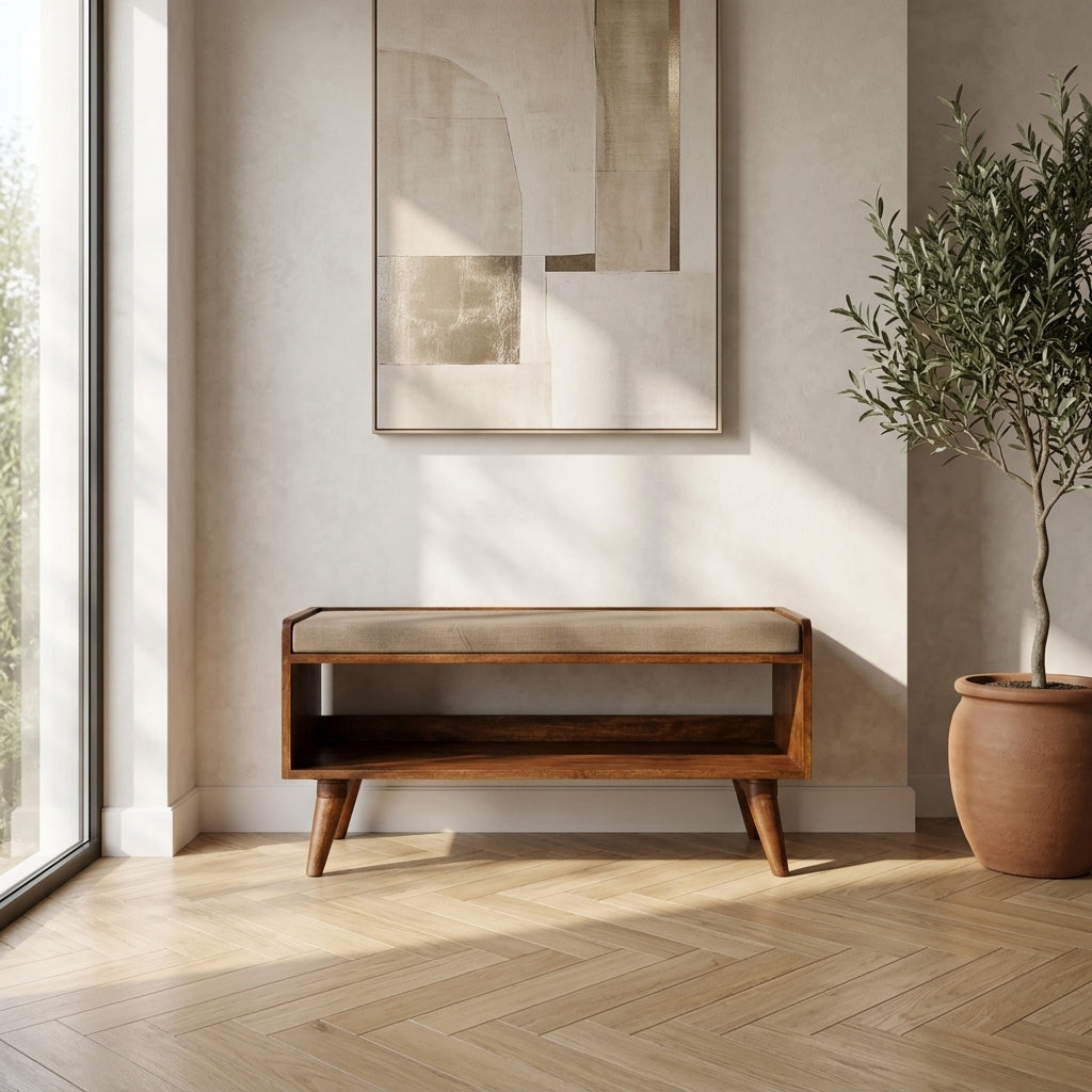Mud Linen Nordic Storage Bench