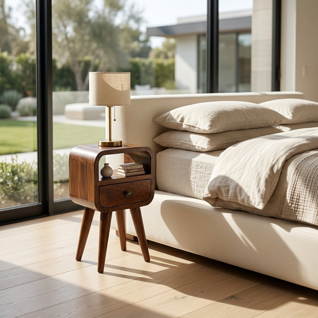 Extra Mini Chestnut Curve Open Slot Bedside