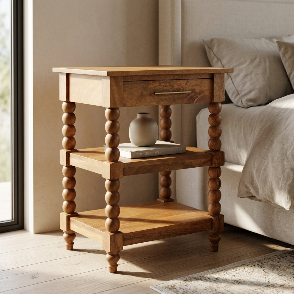 Solid Wood Golden Teak Side Table