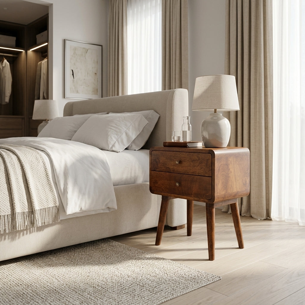 Curved Chestnut nightstand