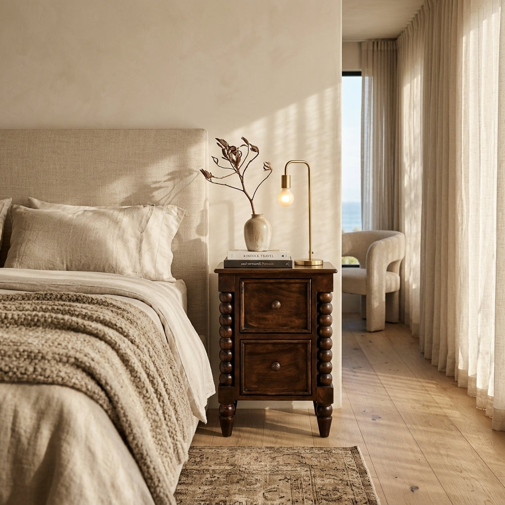 Solid Wood Walnut Duo Nightstand