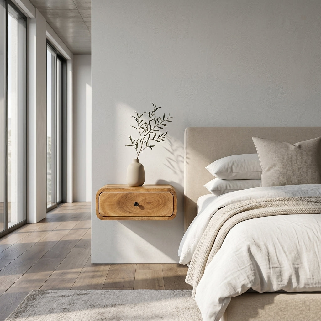 Avora Wall-Mounted Oak-ish 1 Drawer Nightstand