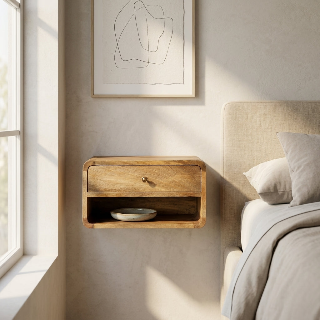 Floating Curve Open Slot nightstand