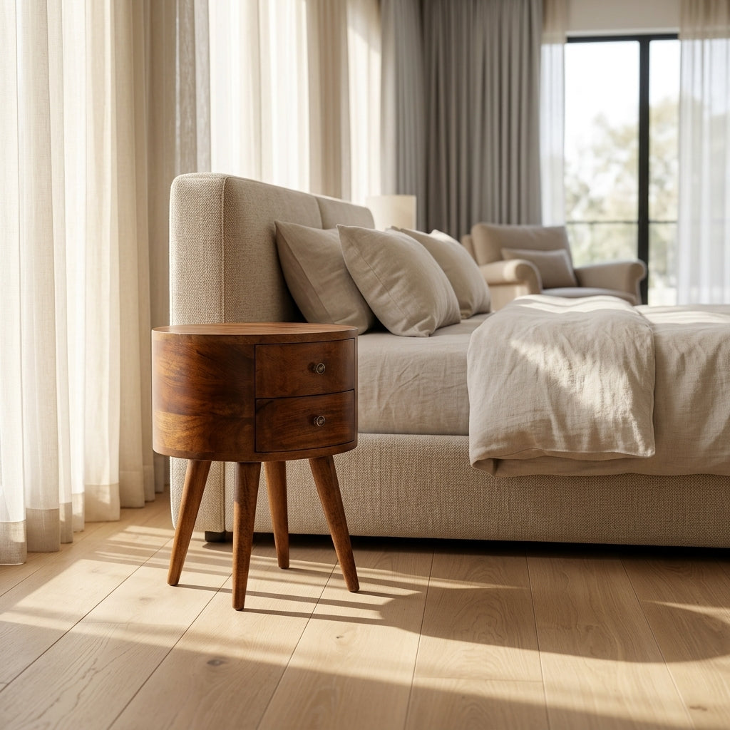 Chestnut Rounded nightstand Table