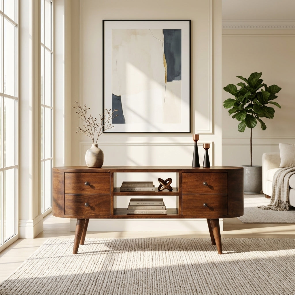 Chestnut Rounded Entertainment Unit