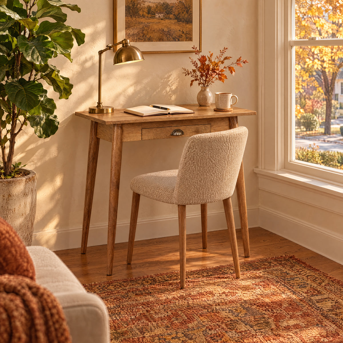 Oak-ish Solid Wood Mini Nordic Writing Desk