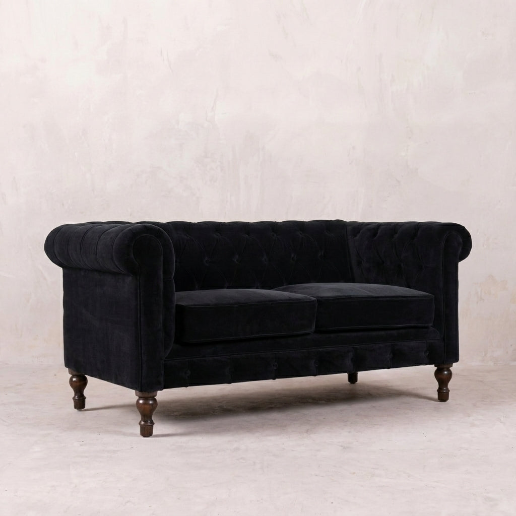 Black Velvet Chesterfield Sofa