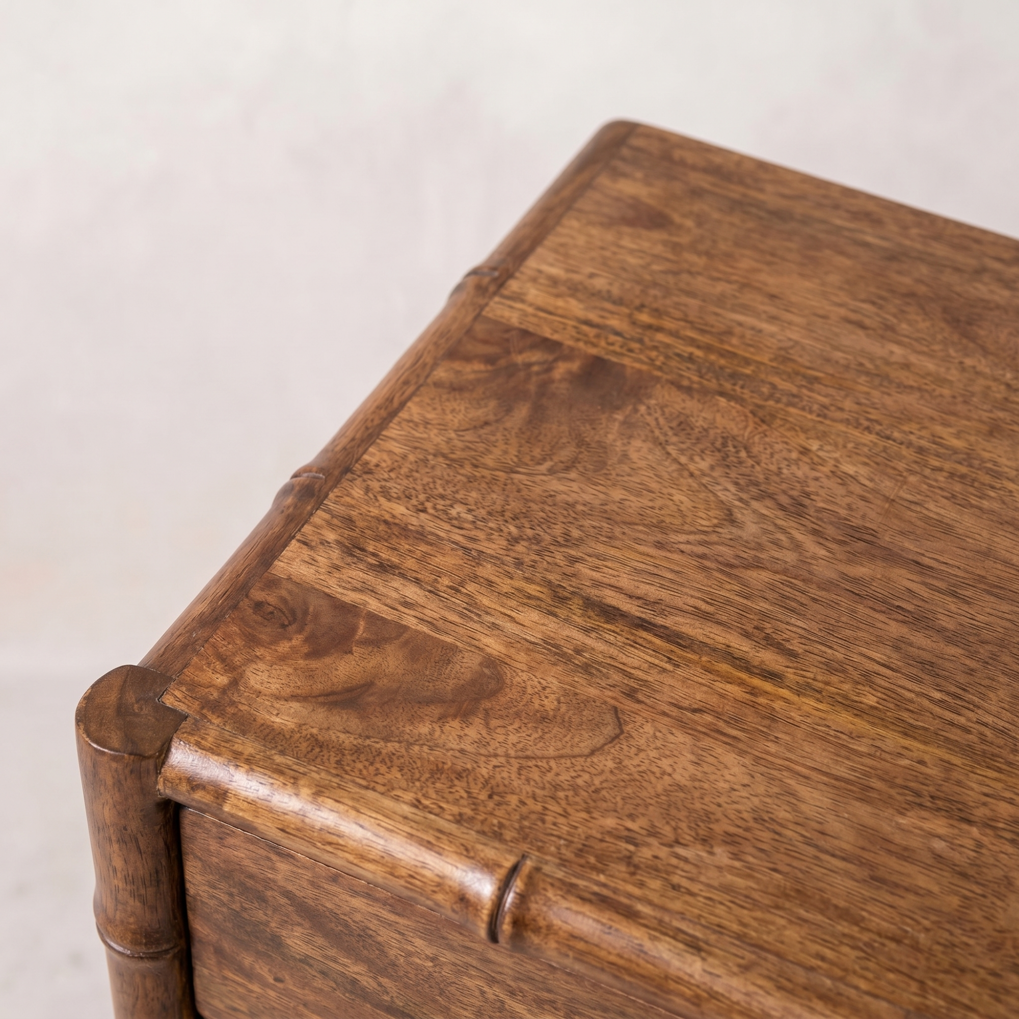 Faux-Bamboo Nightstand - Solid Mango Wood