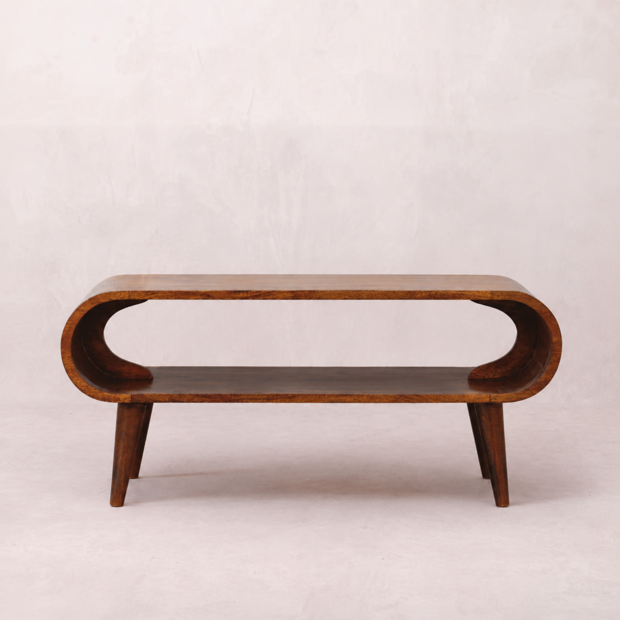 Amaya Solid Mango Wood Coffee Table with Legs in Chestnut Finish