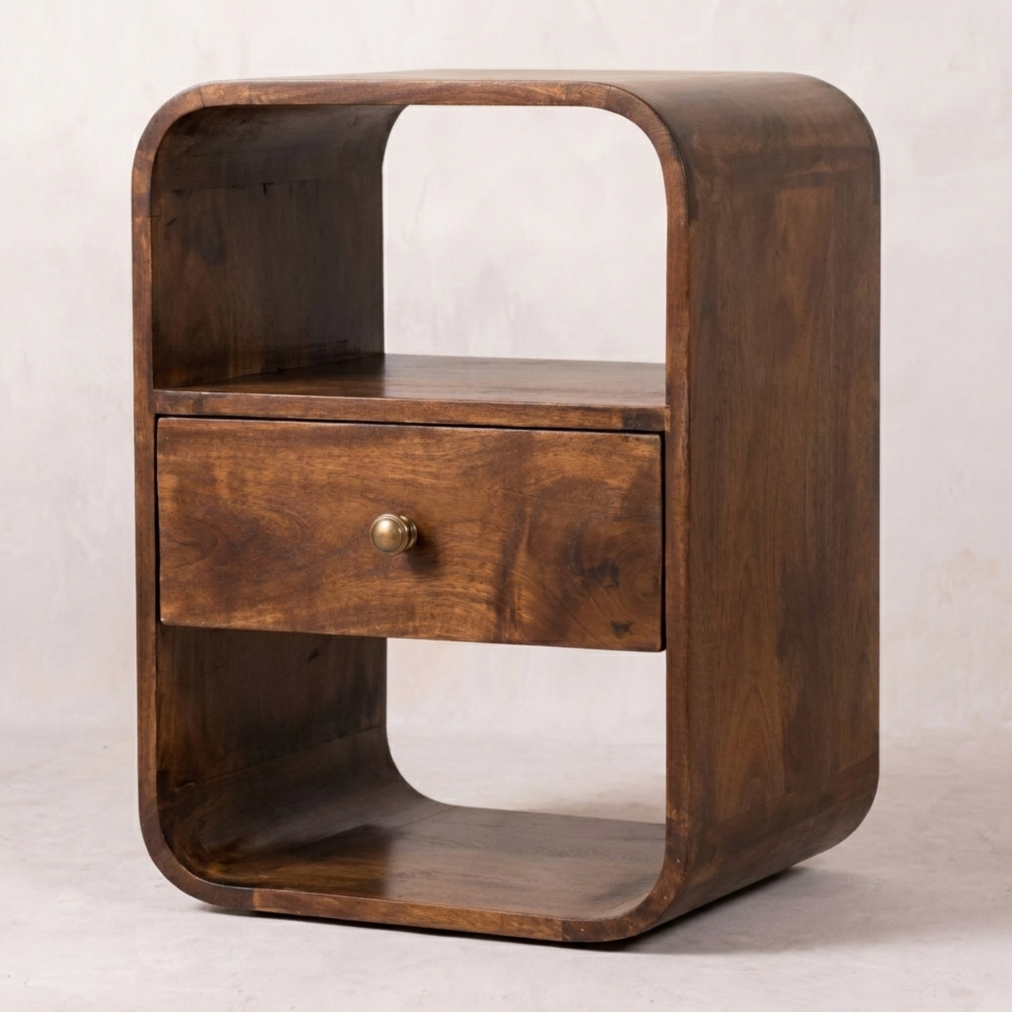California Walnut Curved Edge Bedside