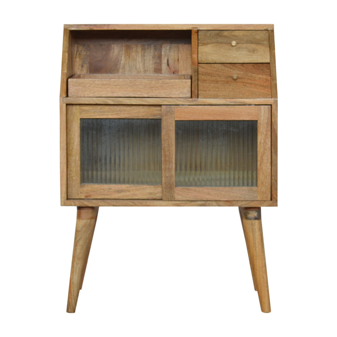 Multi Drawer Glass Nightstand