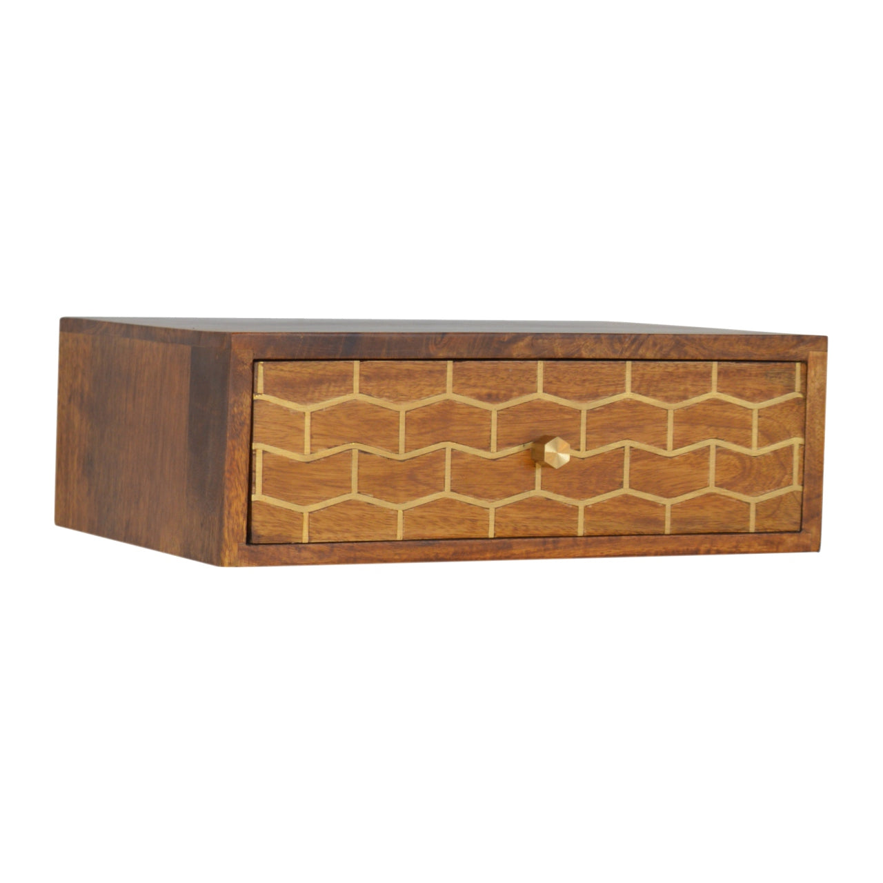 Floating Gold Art Chestnut Nightstand