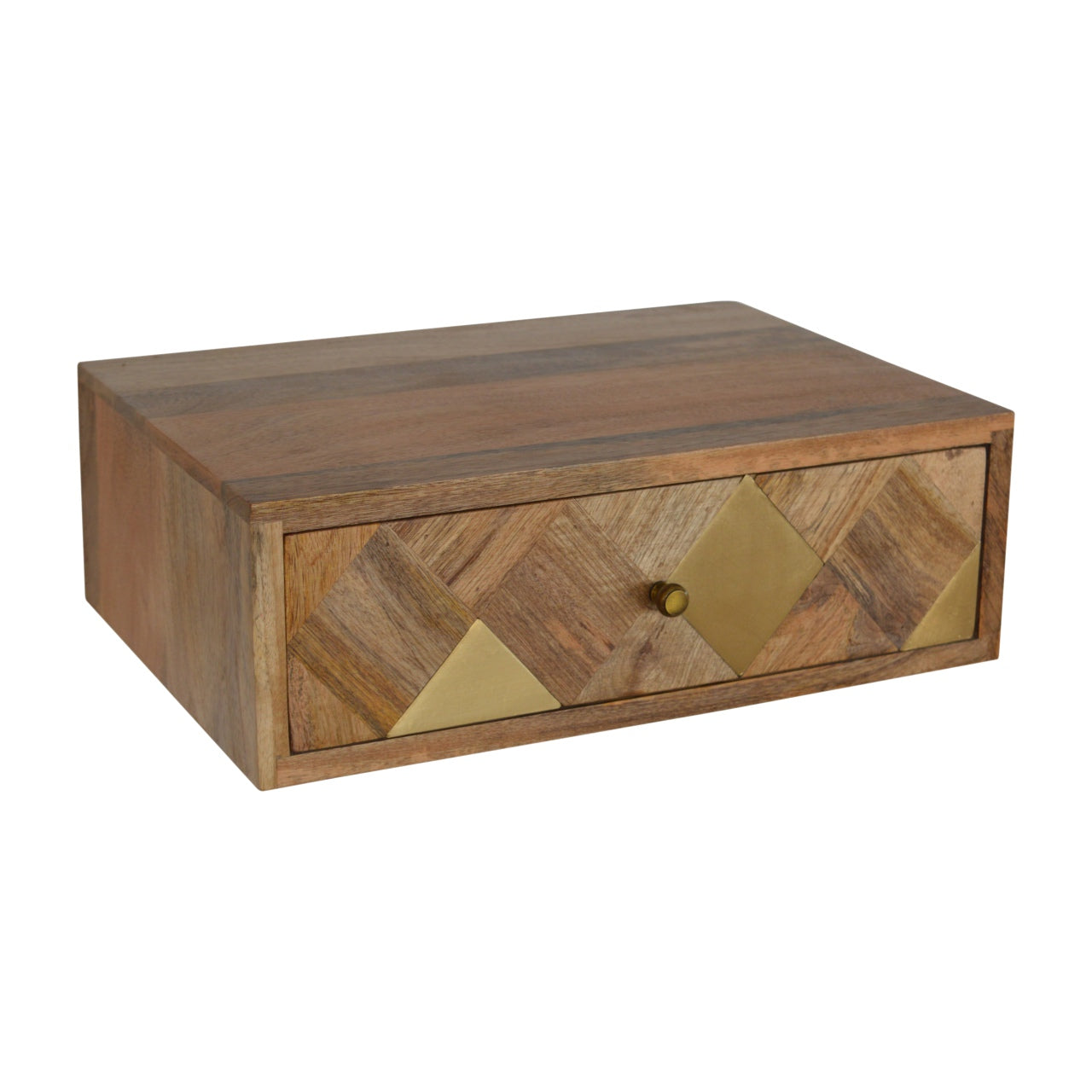 Wall Mounted Brass Inlay Nightstand