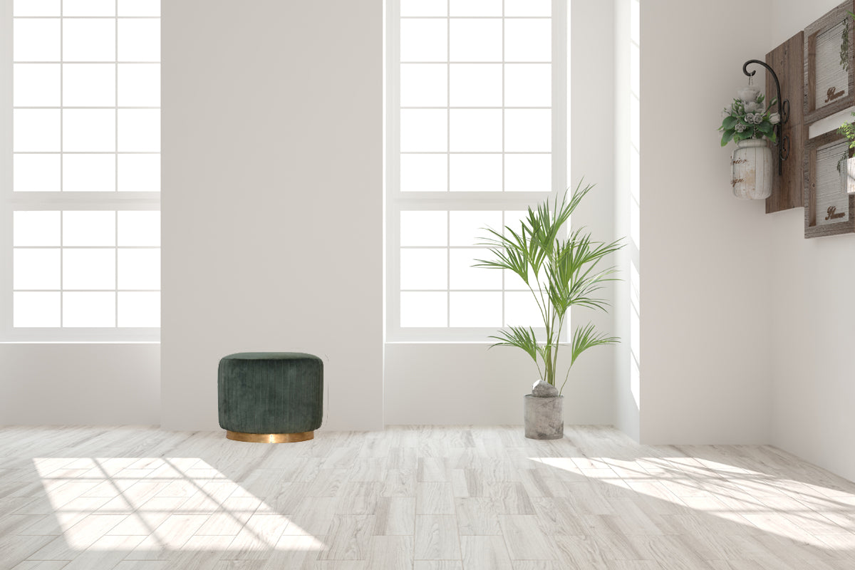 Emerald Velvet Pleated Footstool