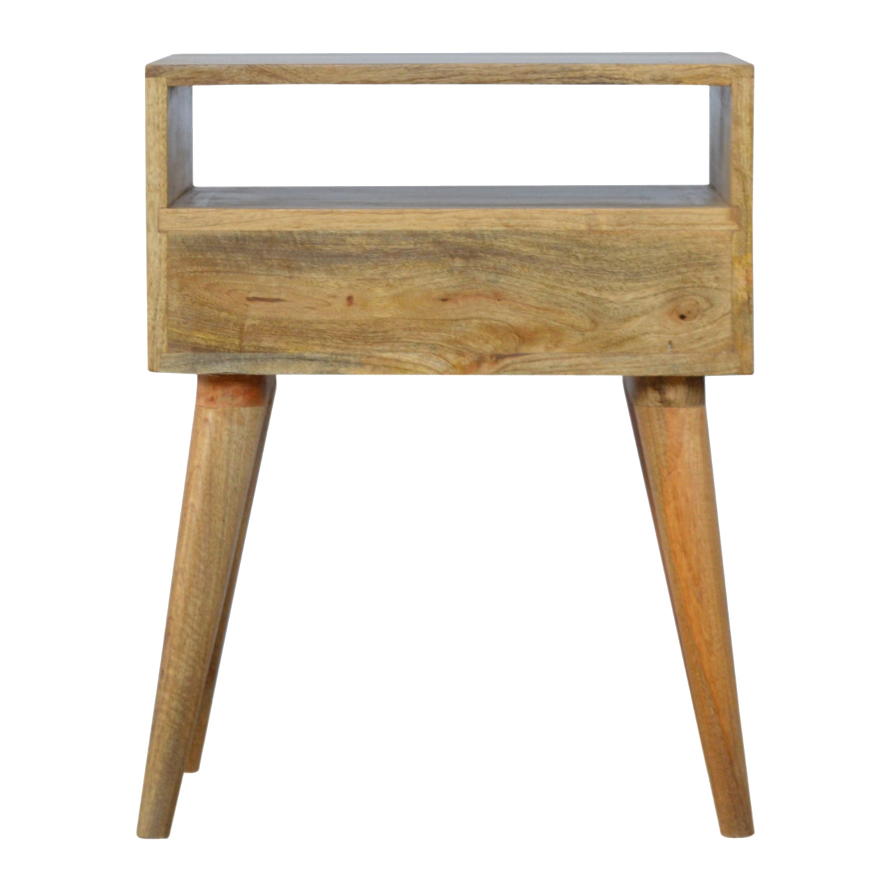Grey Tweed Nightstand with Open Slot