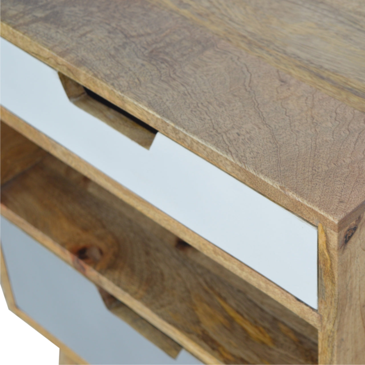 Grey and White Cut-out Nightstand