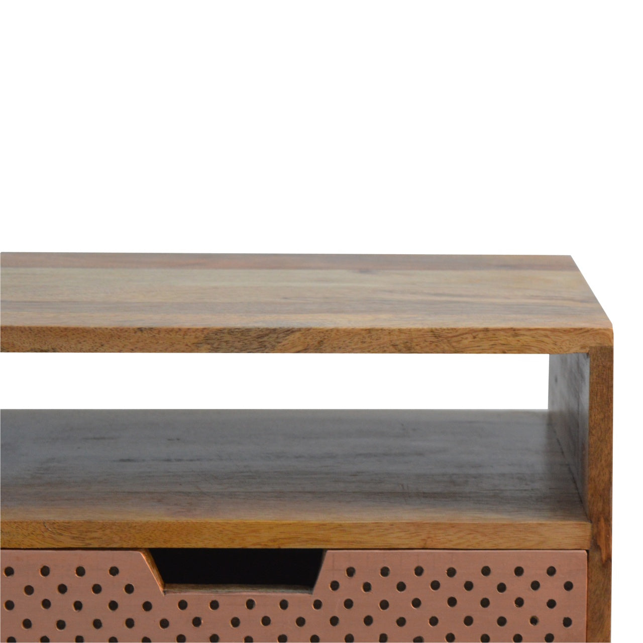 Perforated Copper Nightstand with Open Slot