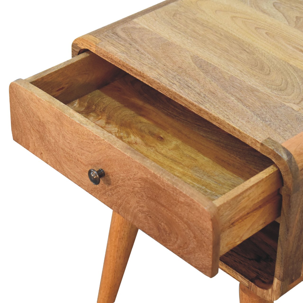 Curved Oak-ish Open Nightstand