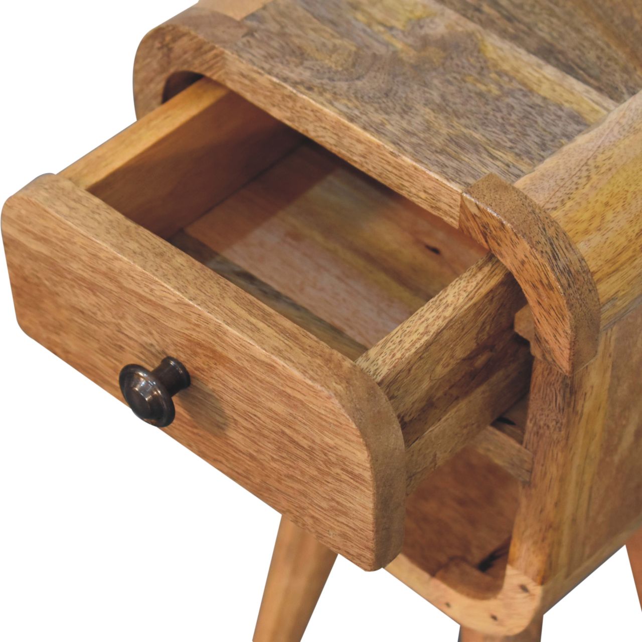 Extra Mini Oak-ish Mango Wood Bedside Table with Drawer