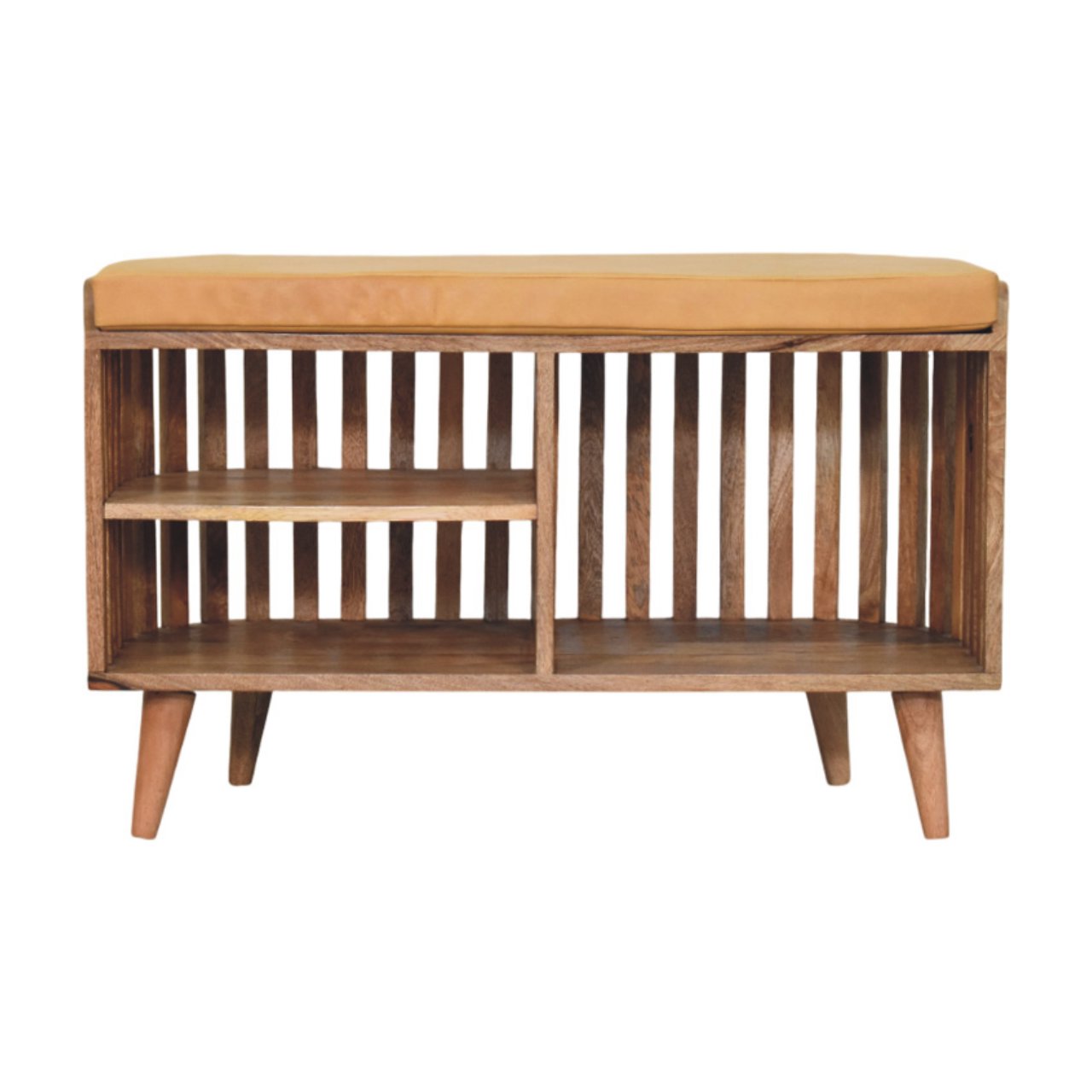 Slatted Oak-ish Bench with 3 slots