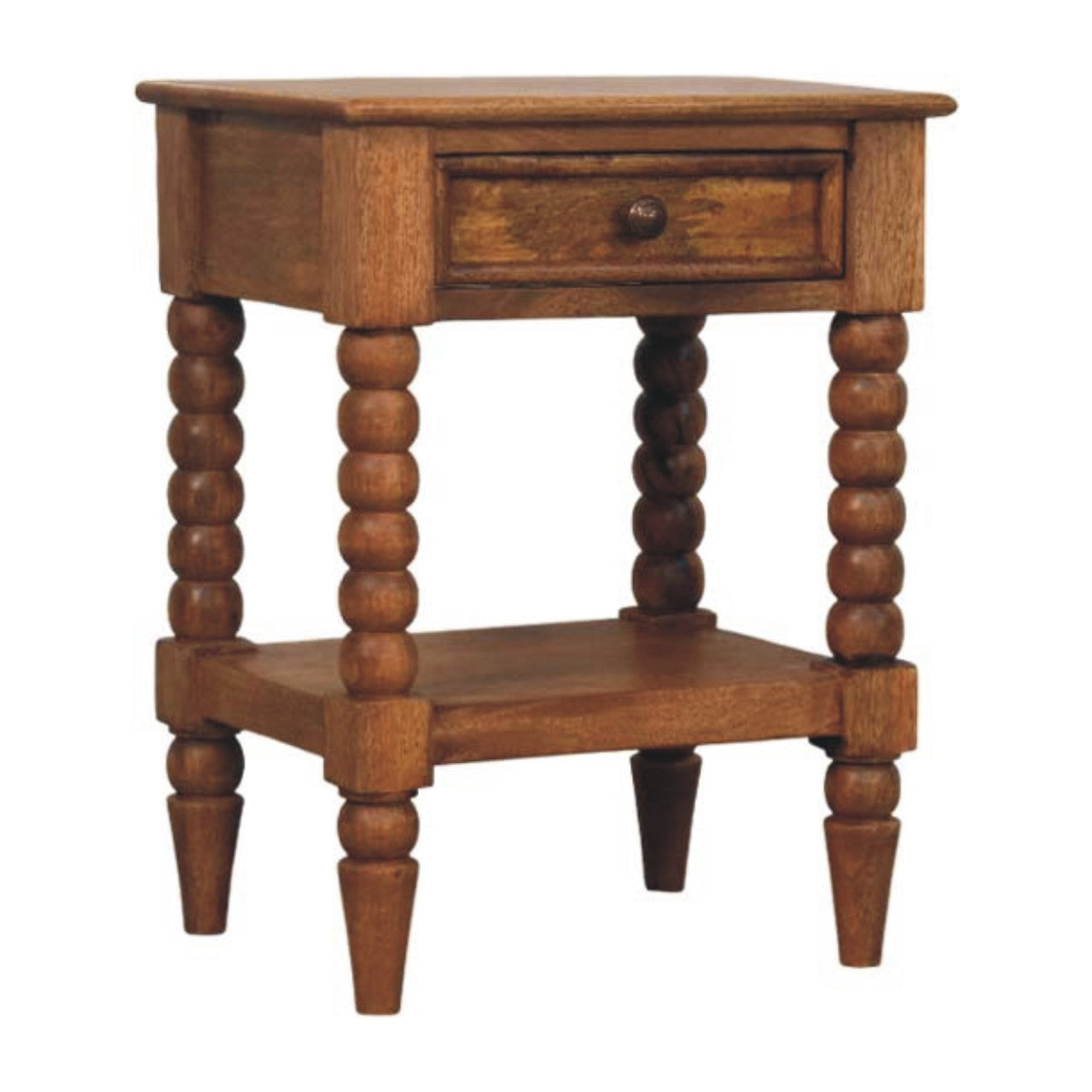 Vintage Spindle Amber Oak Nightstand Table