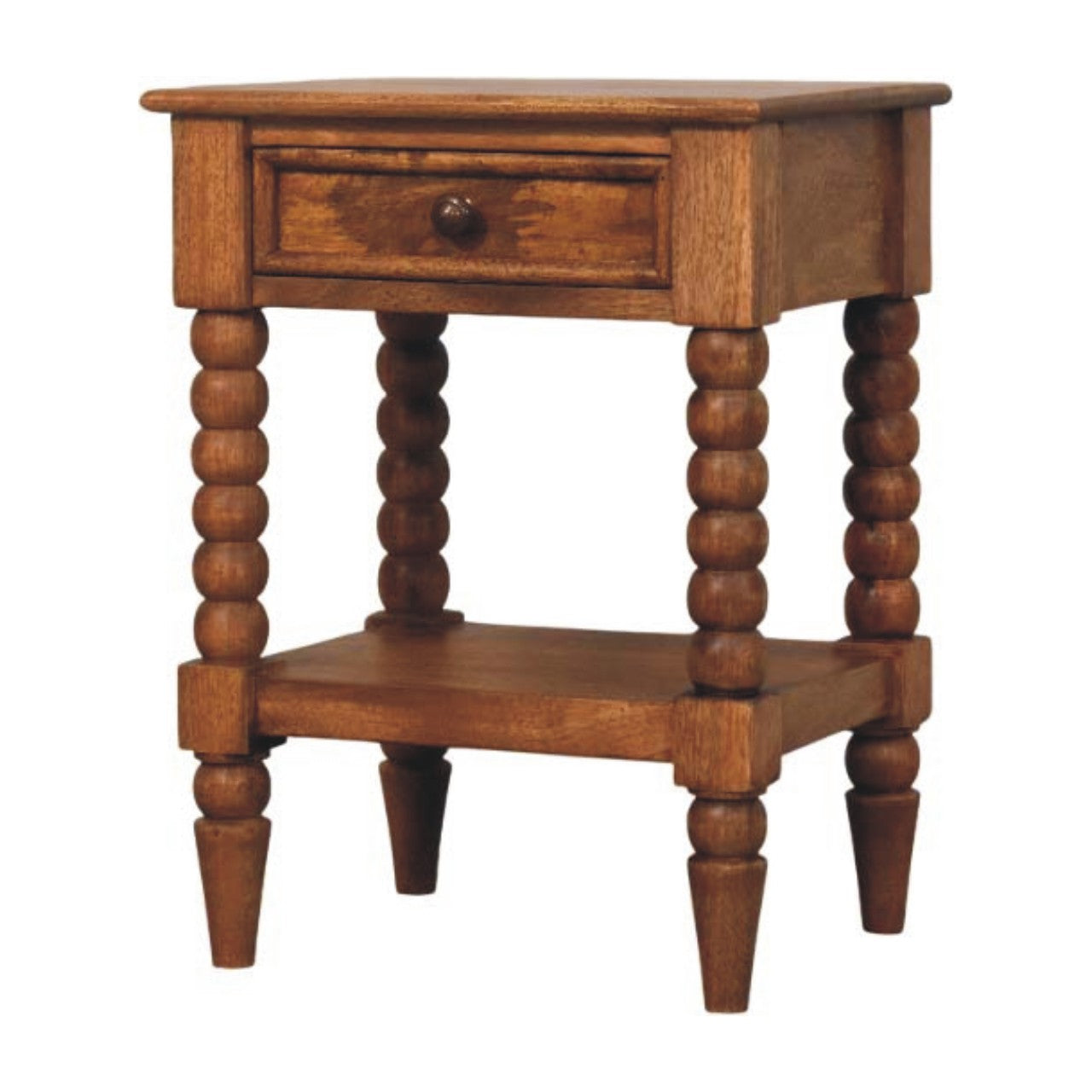 Vintage Spindle Amber Oak Nightstand Table
