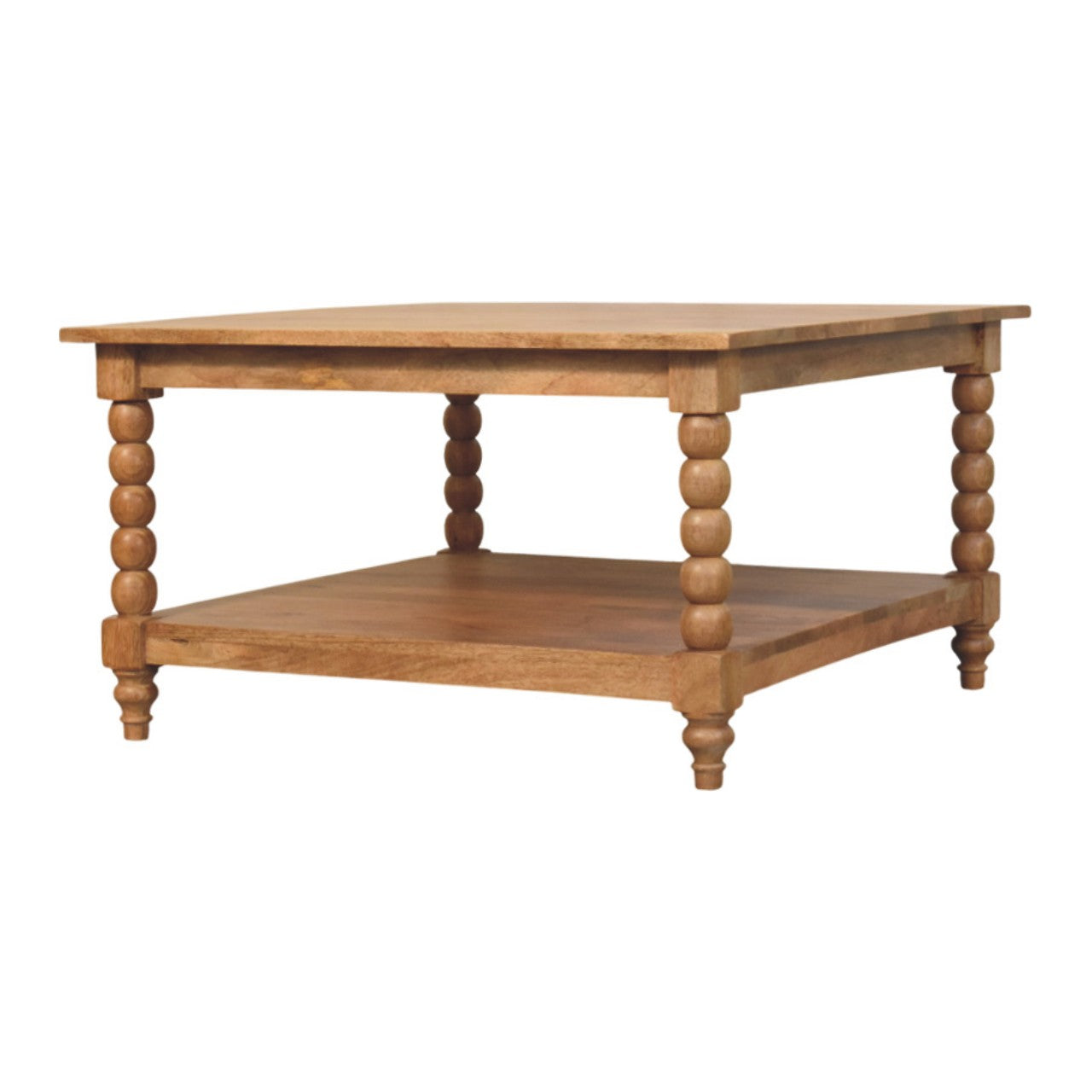Vintage Spindle Golden Teak Coffee Table 16"