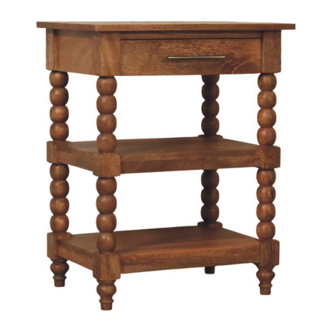 Vintage Spindle Golden Teak Side Table