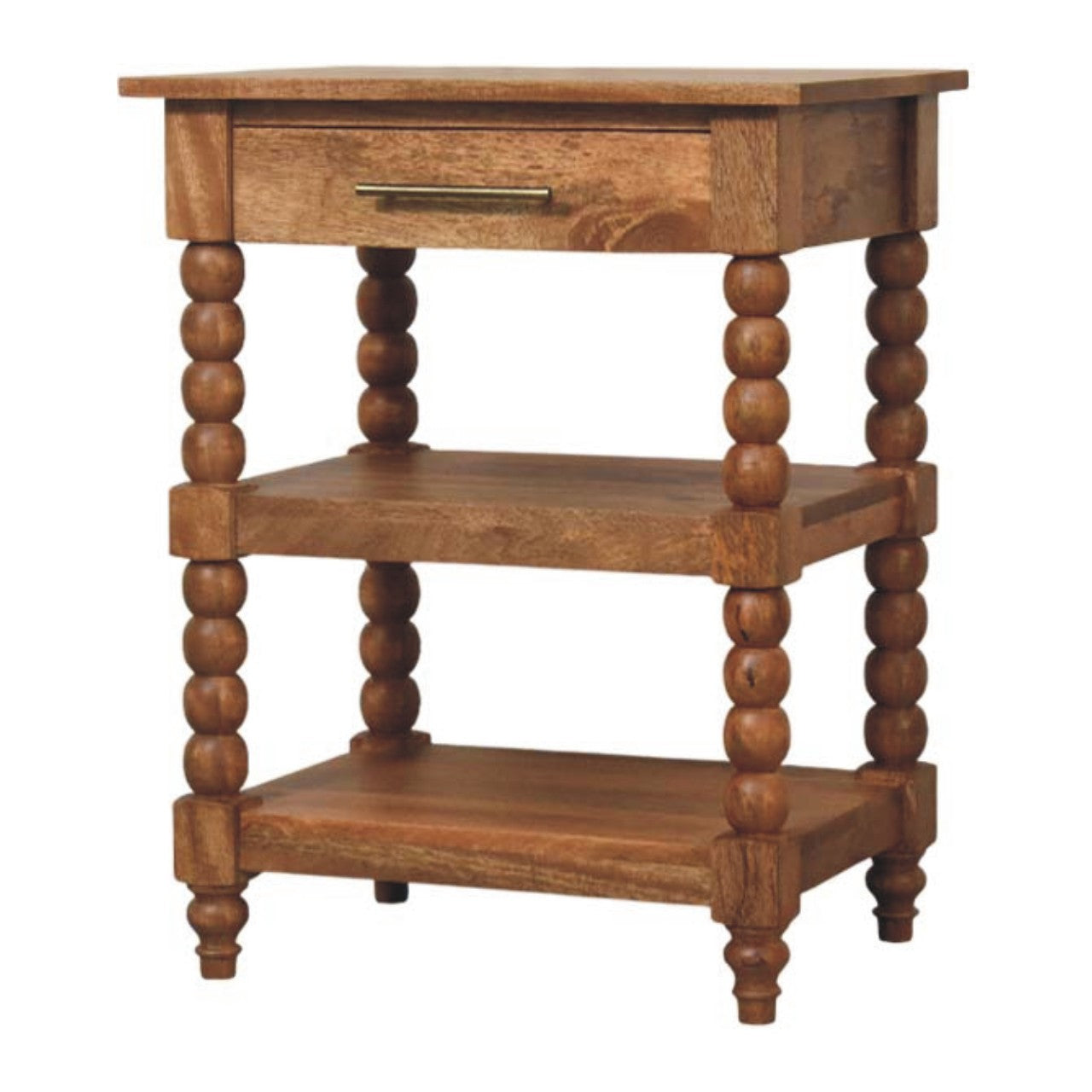 Vintage Spindle Golden Teak Side Table