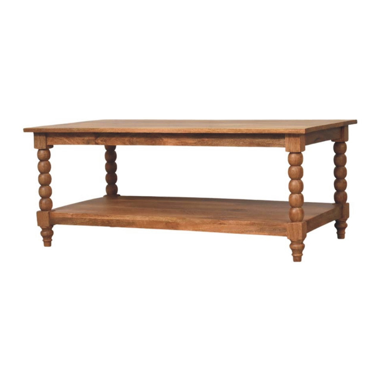 Vintage Spindle Golden Teak Coffee Table 18"