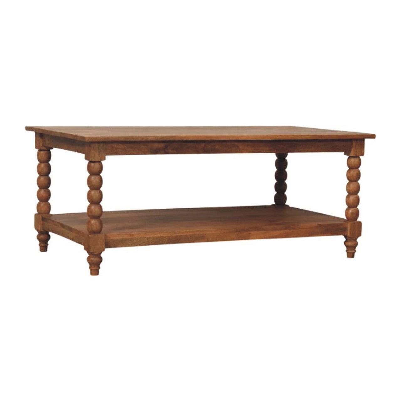 Vintage Spindle Golden Teak Coffee Table 18"