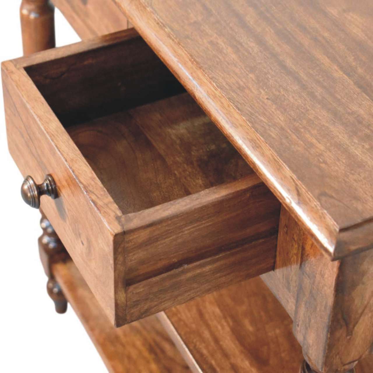Turned Leg Side Table with Shelves