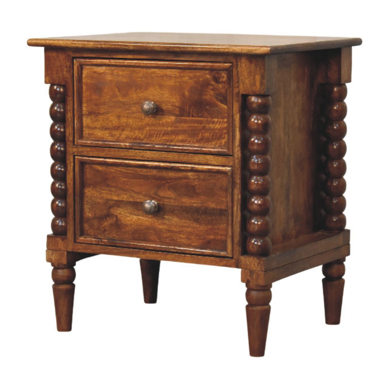 Vintage Spindle Chestnut Nightstand Table