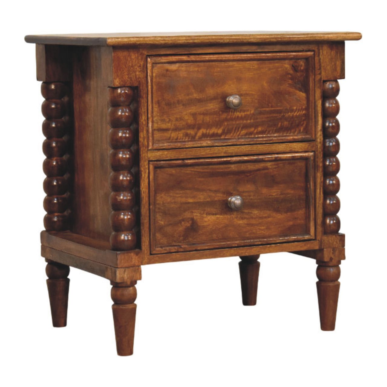 Vintage Spindle Chestnut Nightstand Table