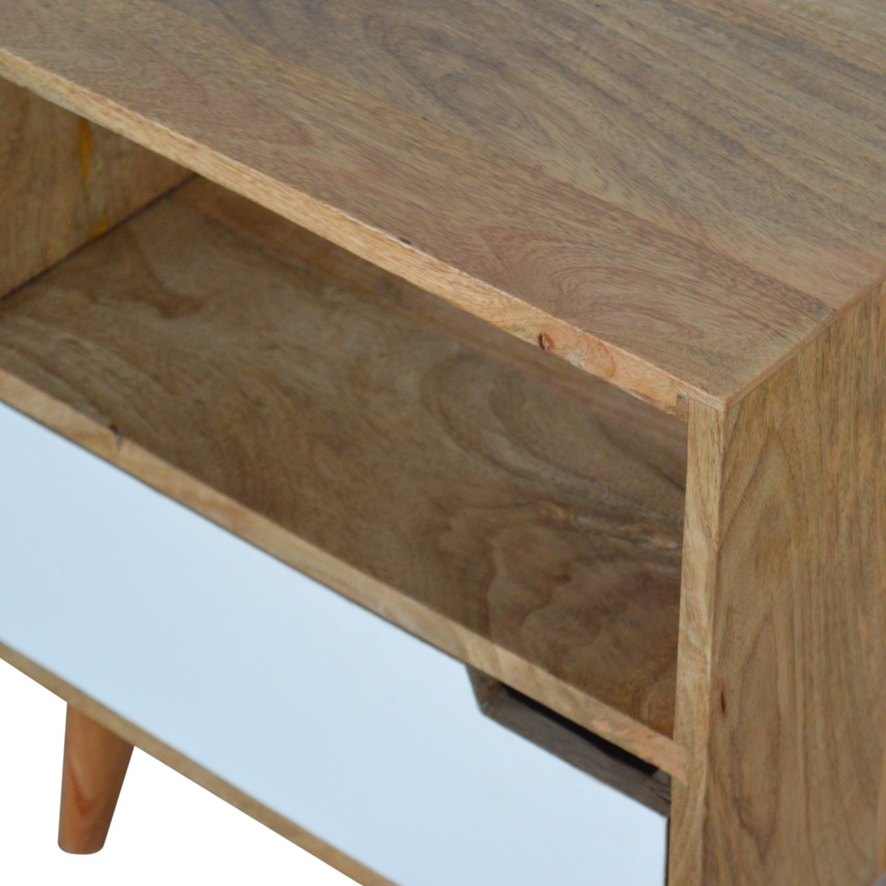 Open Slot White Painted Nightstand