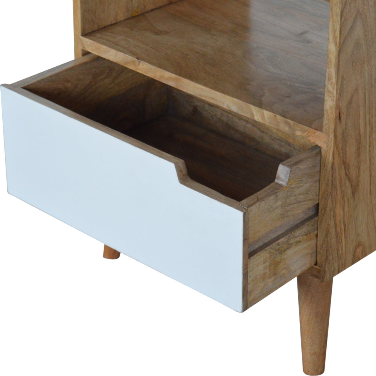 Open Slot White Painted Nightstand