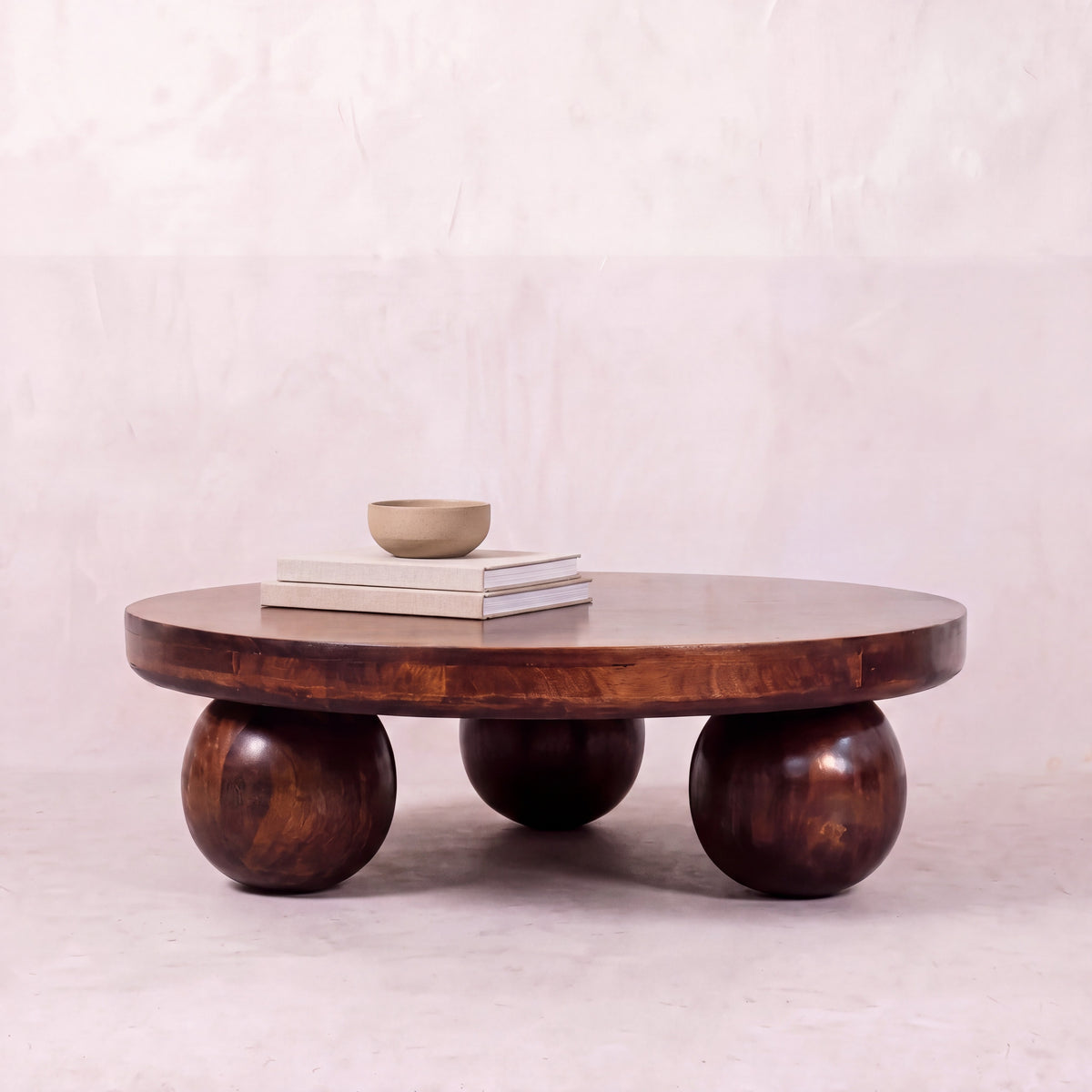 Walnut Solid Wood Ball Feet Coffee Table