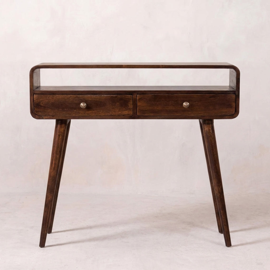 Walnut Solid Wood Curved Console Table