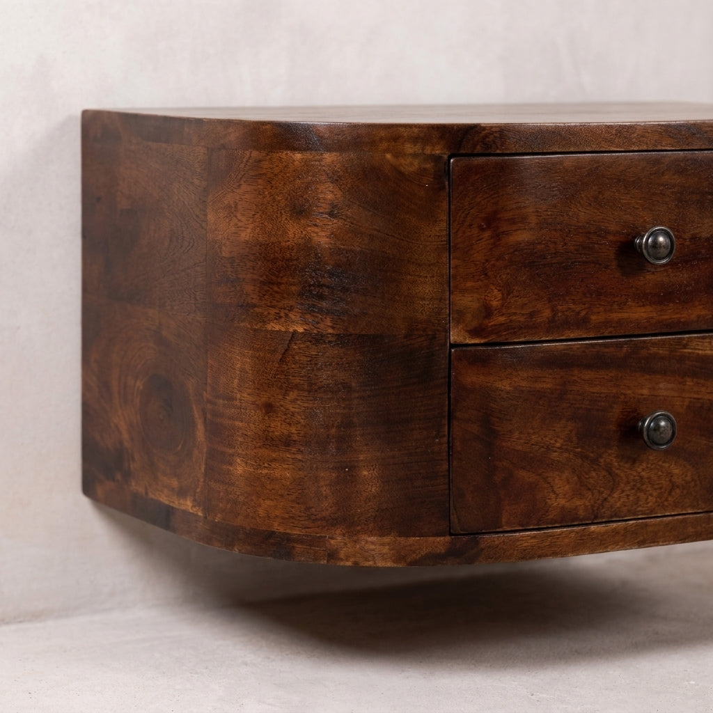 Chestnut Solid Wood 2 Drawer Floating Nightstand