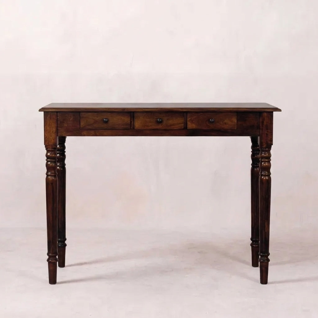 Chestnut Solid Wood Turned Legs 3 Drawer Console