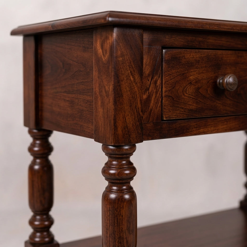 Cherry Solid Wood Turned Legs Side Table