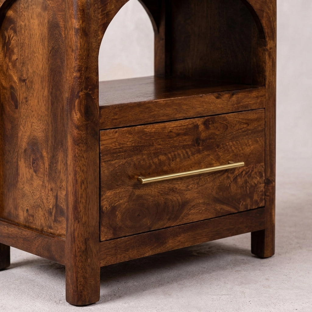 Chestnut Solid Wood Arc Nightstand