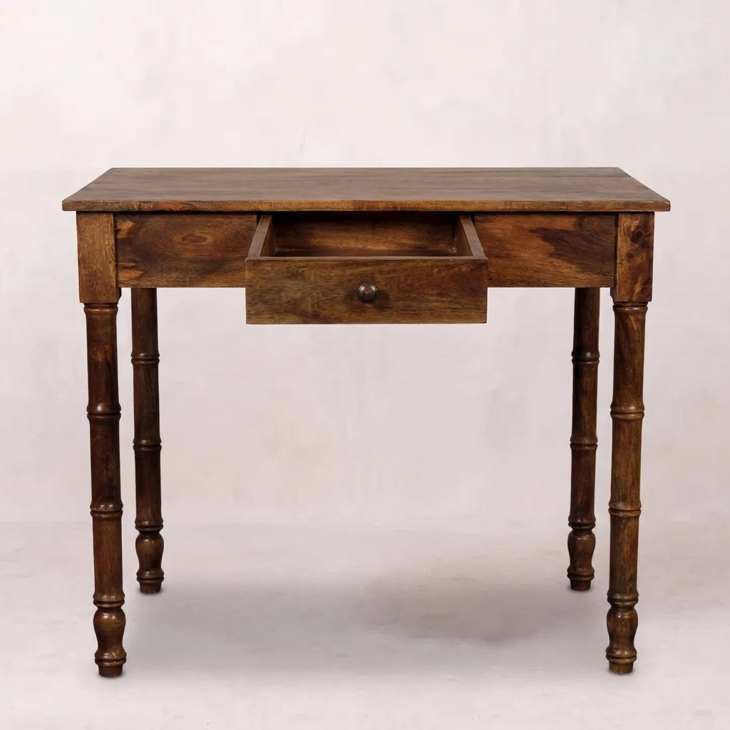 Golden Teak Solid Wood Bamboo Writing Desk