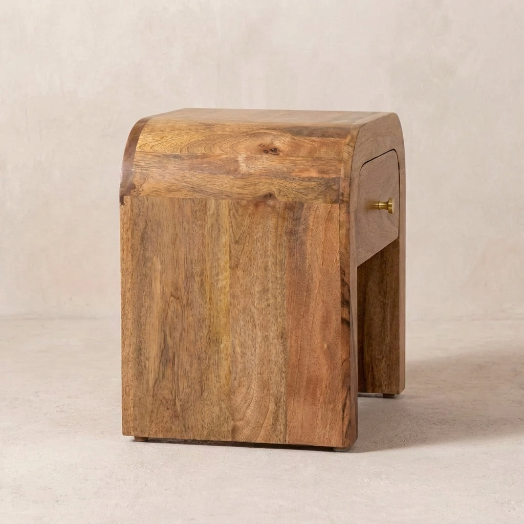 Oak-Ish Solid Wood Oak-Ish Curved Nightstand