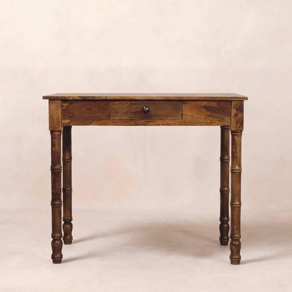 Golden Teak Solid Wood Bamboo Writing Desk