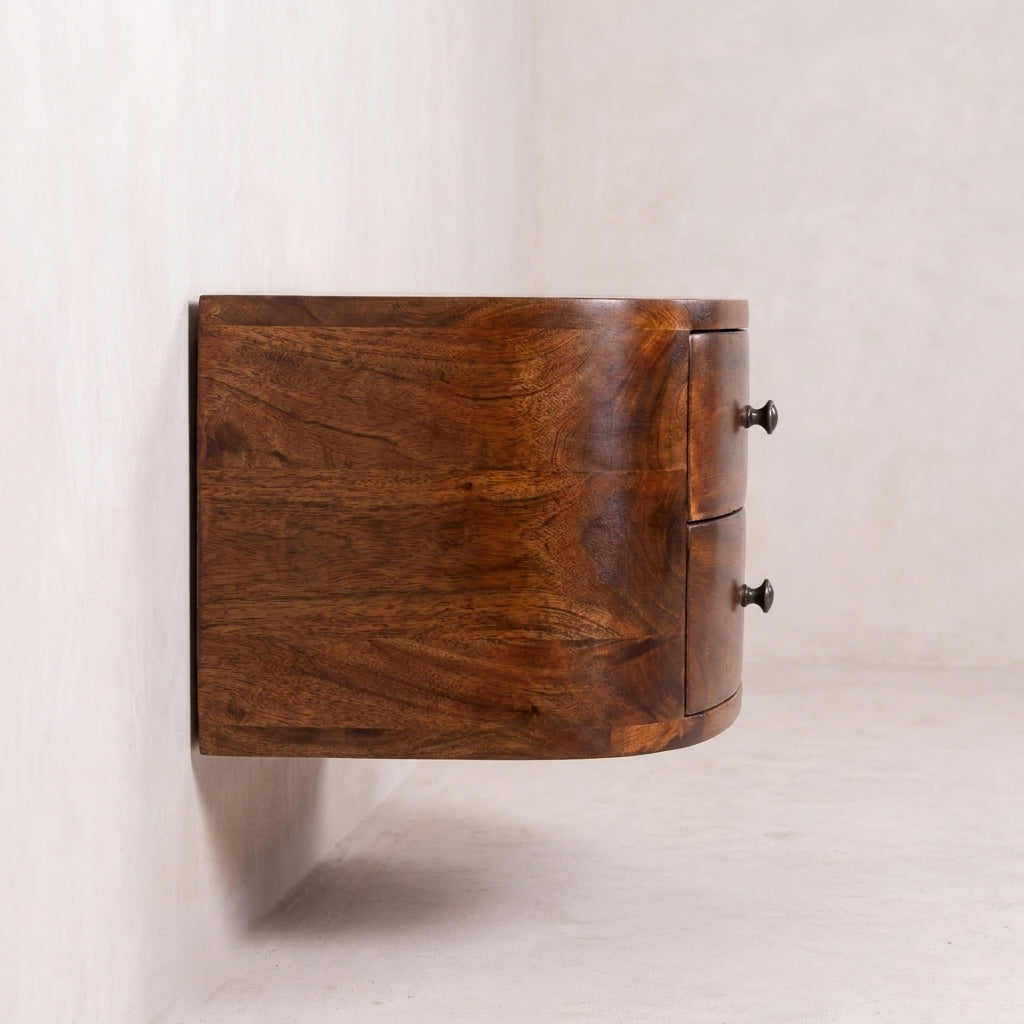 Chestnut Solid Wood 2 Drawer Floating Nightstand