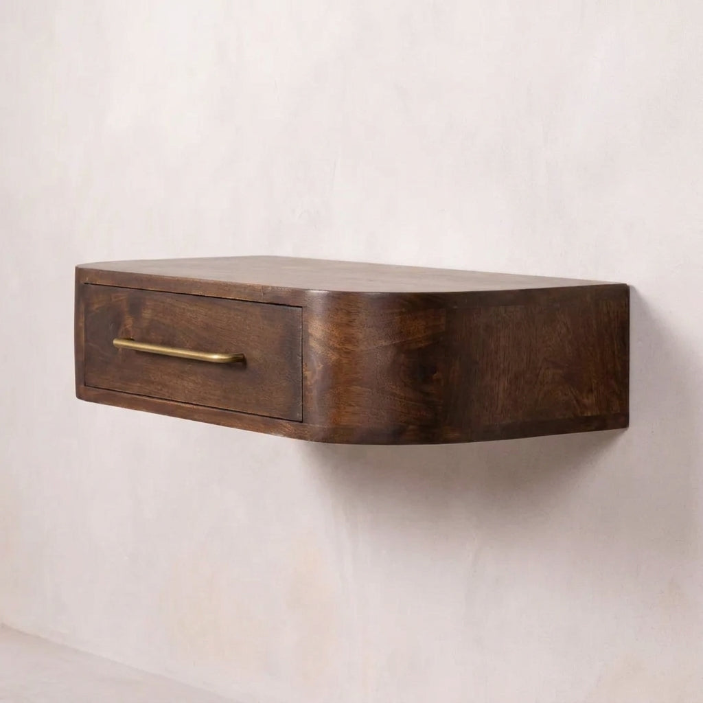 Velvet Mocha Solid Wood Wall Mounted Console
