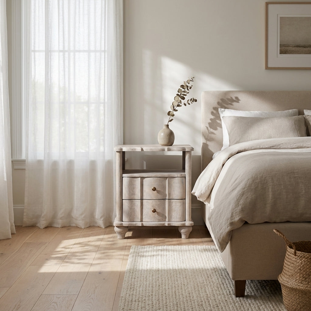 Lume Washed Open-Shelf Bedside